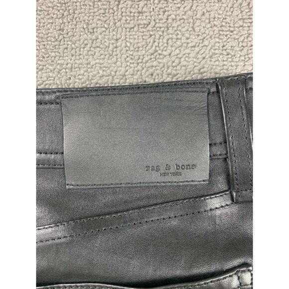 Rag And Bone Skirt Women 29 Black 100% Lamb Leather Lace Up Front Four Pocket - Picture 6 of 6